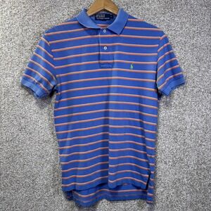 Polo By Ralph Lauren Polo Shirt Mens Small Blue Stripe 100% Cotton Pony Logo